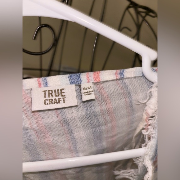 True craft striped kimono..size s/m..fringe on both sides..open front..draped sl - Picture 3 of 5